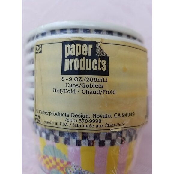 MacKenzie Childs Fish Bowl Paper Cups.  8 Cups 9oz-sealed Retired - Picture 2 of 4